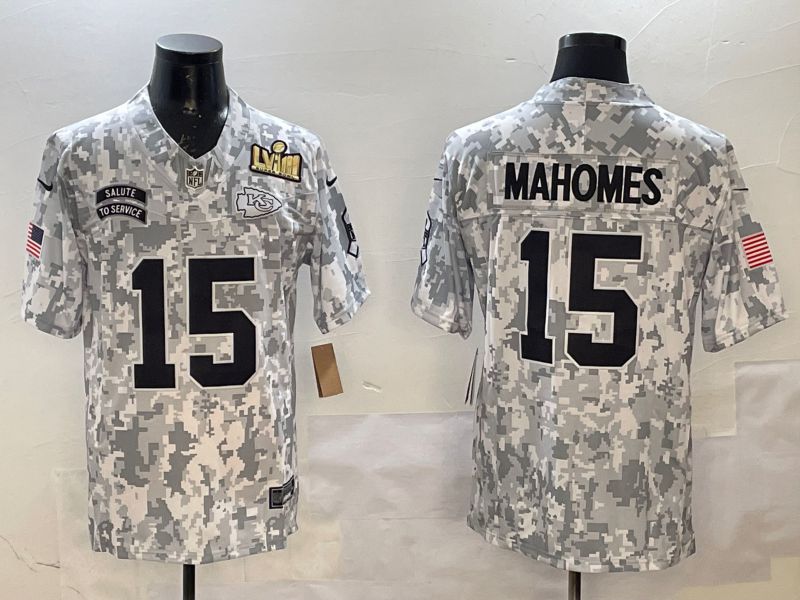 Men Kansas City Chiefs 15 Mahomes Camo 2025 Nike Salute to Service Limited NFL Jersey style 4